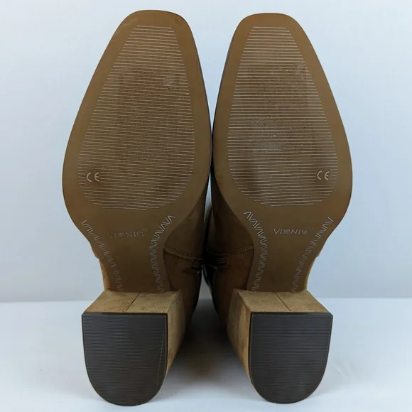 Vionic Tenley Ankle Boot Suede Leather Mid Shaft Zip Closure Toffee 9M NIB - Picture 9 of 15